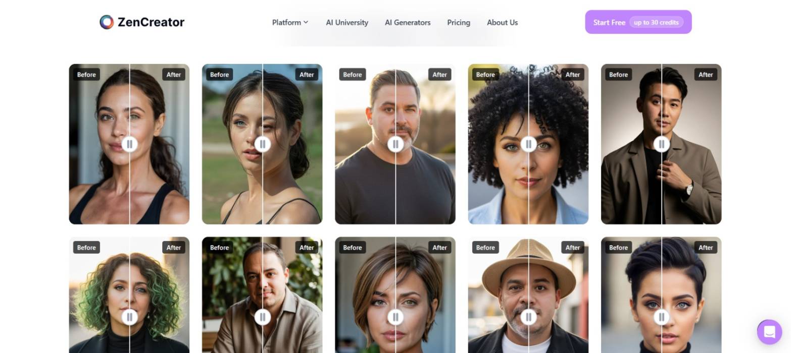 ZenCreator AI virtual persona face swap interface